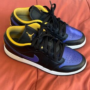 Nike Men's Black and Purple Sneakers with Yellow Accents